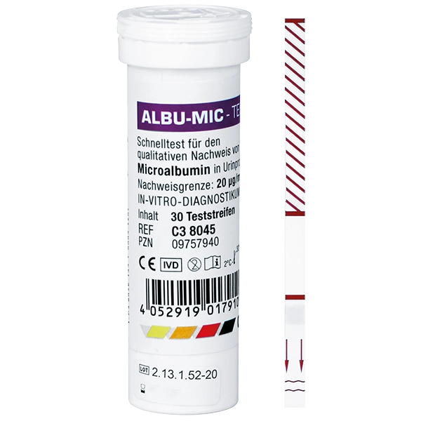 CLEARTEST Albu-Mic Nierenfunktions-Teststreifen, einzeln 12 Teste