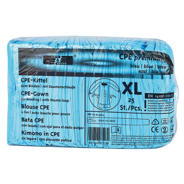 CPE-Kittel 132 cm, XL, blau blau 25 Stück
