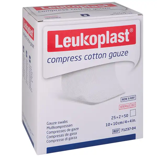 Leukoplast compress cotton gauze 10x10 cm, 12-fach 100 Stück