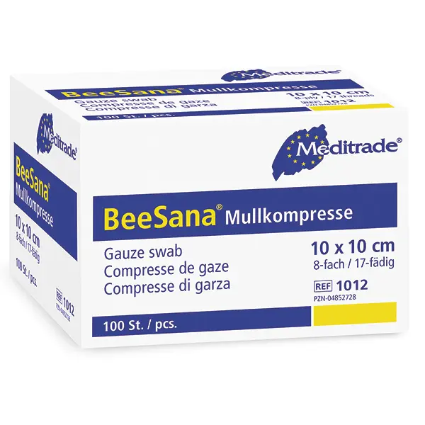 BEESANA Mullkompressen 10 x 10 cm, 8-fach 100 Stück