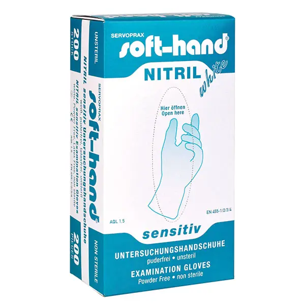 Soft-Hand Nitril White Sensitive puderfrei, Größe L 200 Stück