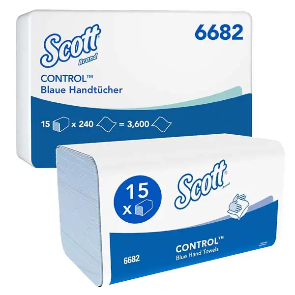Scott Control Papierhandtücher 31,5x20 cm, 1-lagig, blau 15 x 240 Tücher (3600 Tücher)