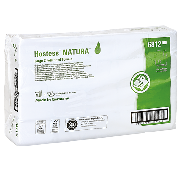 Hostess Natura Handtücher 25x50 cm, 2-lagig, weiß, Recycling 1680 Tücher