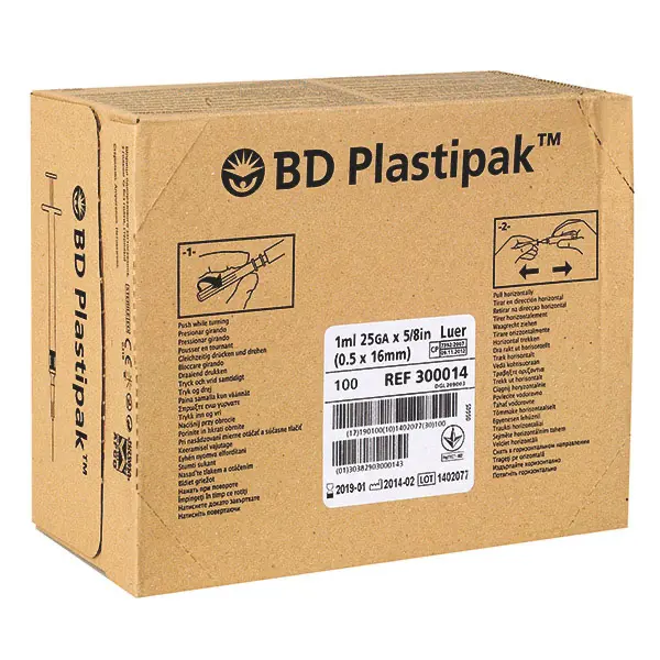 BD Plastipak Tuberkulinspritzen 1 ml, Luer, Kanüle 0,50x16 mm 1 ml 120 Stück