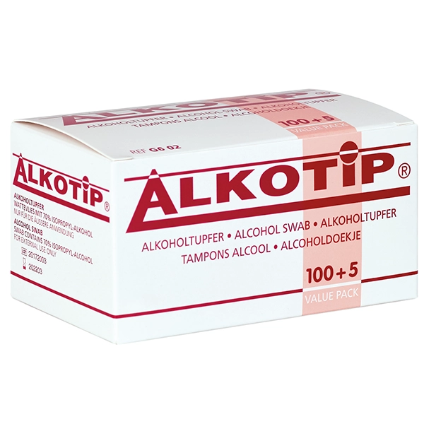 Alkotip Alkoholtupfer / Alkoholpads, 30x65 mm 100+5 Stück