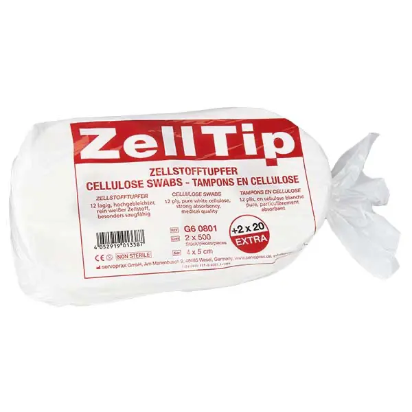 Zelltip Zellstofftupfer 4 x 5 cm, unsteril 2 x 520 Stück
