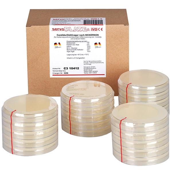 Servoplate Candida Elektiv Agar nach Nickerson 4 x 5 Platten