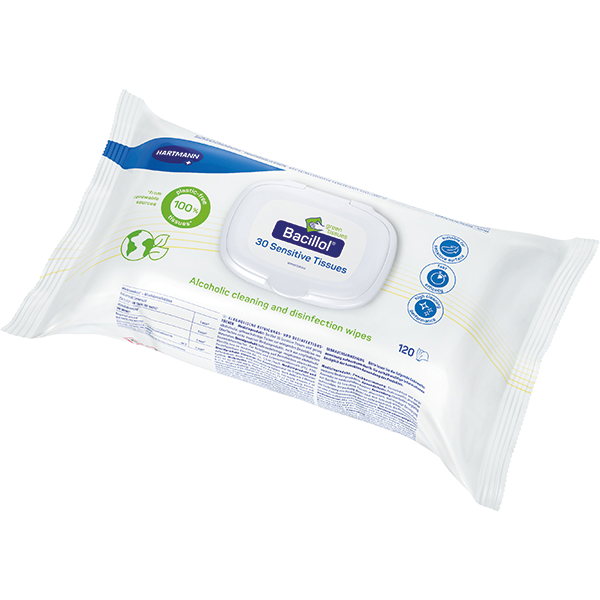 Bacillol 30 Sensitive Green Tissues Flowpack, 17x20 cm 6 x 120 Tücher