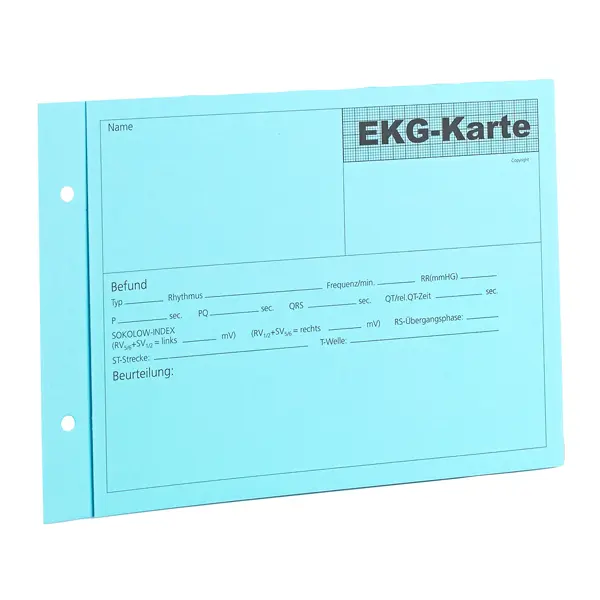EKG Karteikarten, blau, für 1 bis 3 Ableitungen 100 Stück