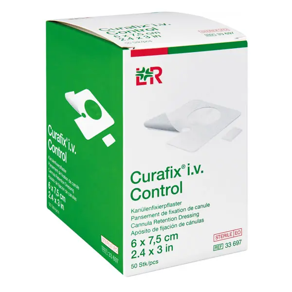 Curafix i.v. Control 7,5 x 6 cm, mit Sichtfenster 50 Stück