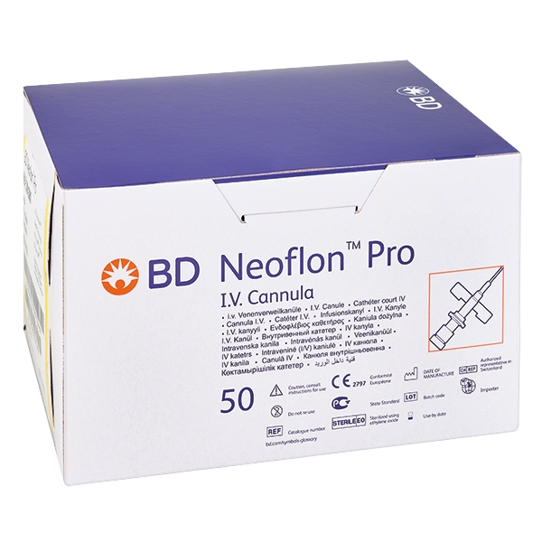 BD Neoflon Pro Venenverweilkatheter 24G, 19 mm, gelb gelb 50 Stück
