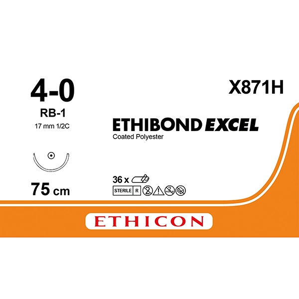 Ethibond Excel Nahtmaterial, grün geflochten, 3/0, 0,75 m 36 Stück